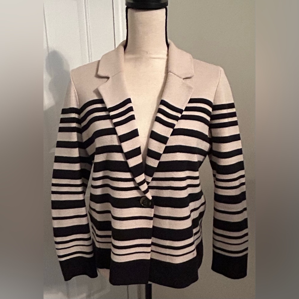 Cream & Black sweater jacket, Medium. The Loft.